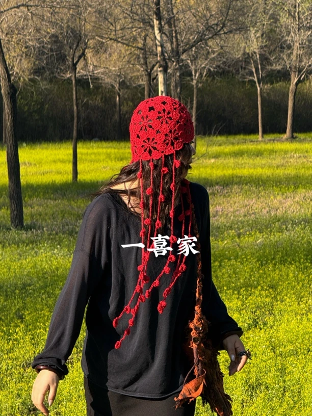 一喜家 梅花长流苏帽