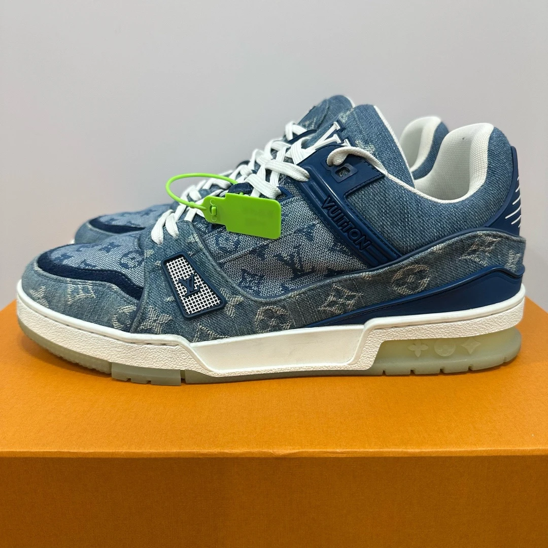 99新 LouisVuitton/路易威登 42.5码 路易威登LV trainer牛仔满印