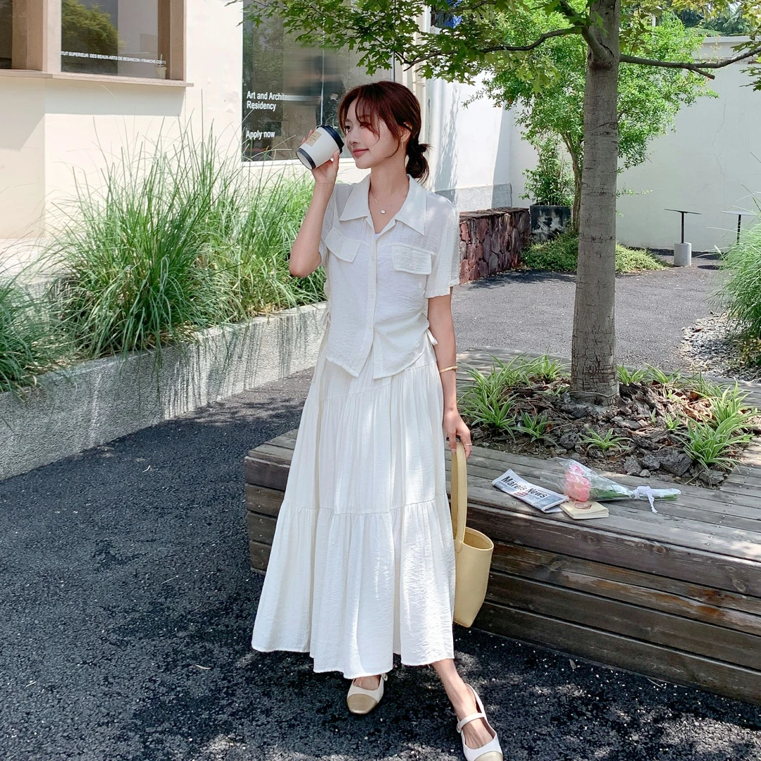 夏季穿搭时尚套装女2025新款松弛感气质减龄显瘦上衣半身裙两件套