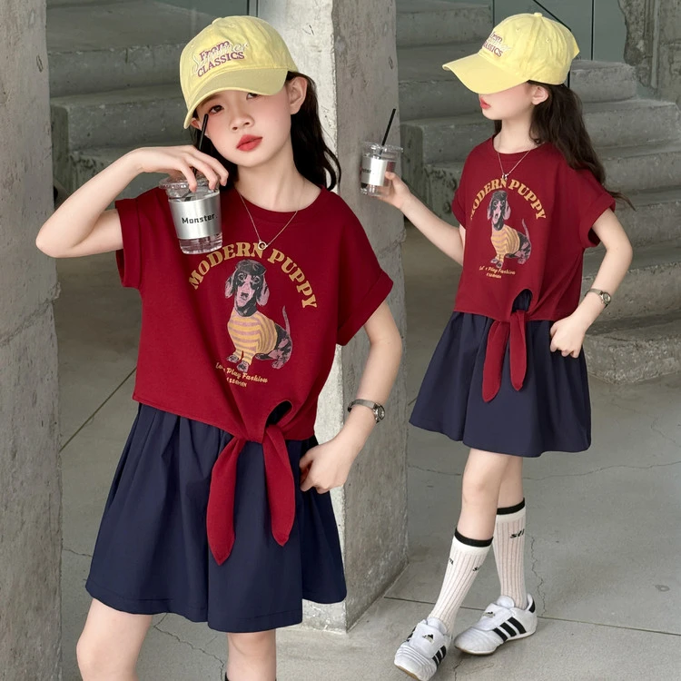 女童套装夏装2025新款儿童夏季女孩时髦短裤T恤两件套大童运动装