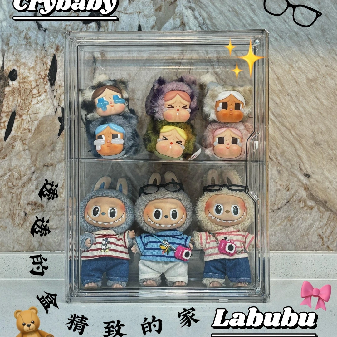 labubu展示盒透明亚克力架子拉布布搪胶娃公仔泡泡玛特手办展示柜
