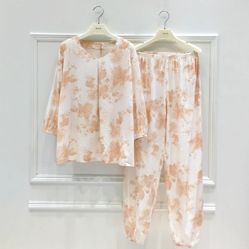 美梦春夏季睡衣女士2025年新款高级感水墨画宽松家居服薄款