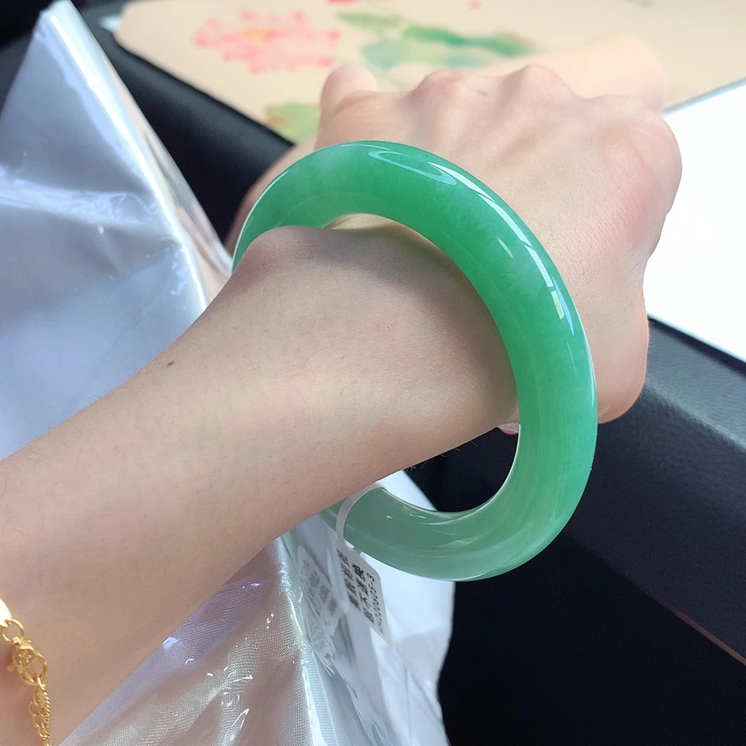 未镶嵌手镯翡翠天然A货翡翠56-57卡双十二胖圆 富婆绿