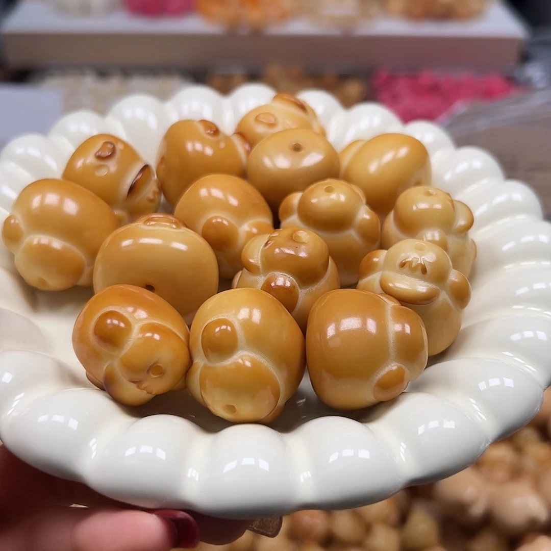 菩提根/象牙果手串微瑕炭烤帽子猪4颗大尺寸有裂