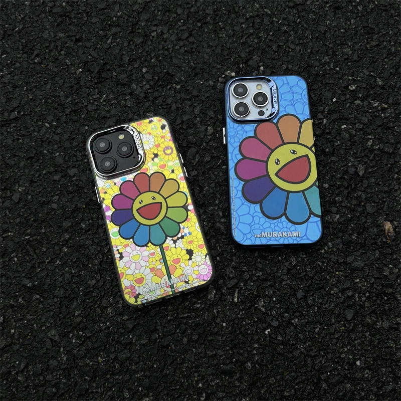 夏日太阳花电镀磨砂壳适用iPhone16promax手机壳苹果15情侣14磨砂