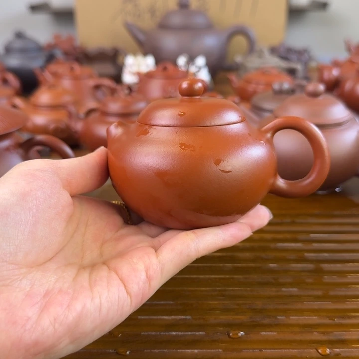 紫砂茶壶朱泥全手文旦160毫升