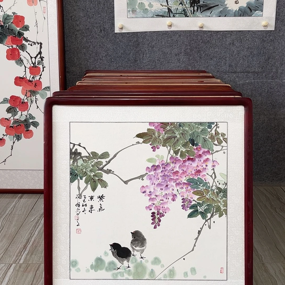 国画书画作品带框63×63
