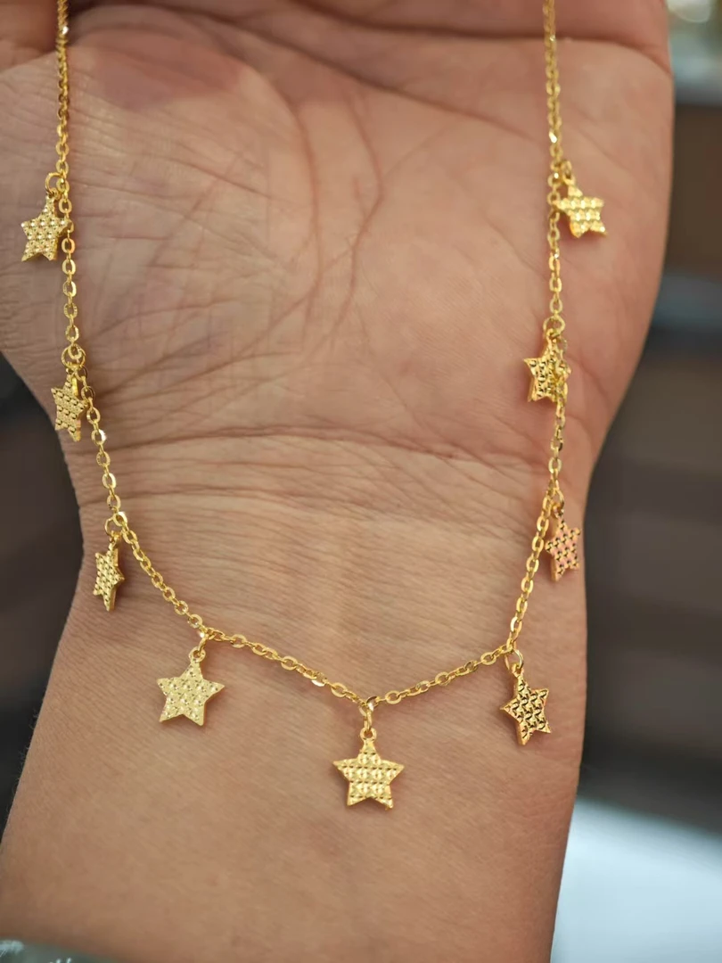 【桃觅】足金999五星爆闪套链