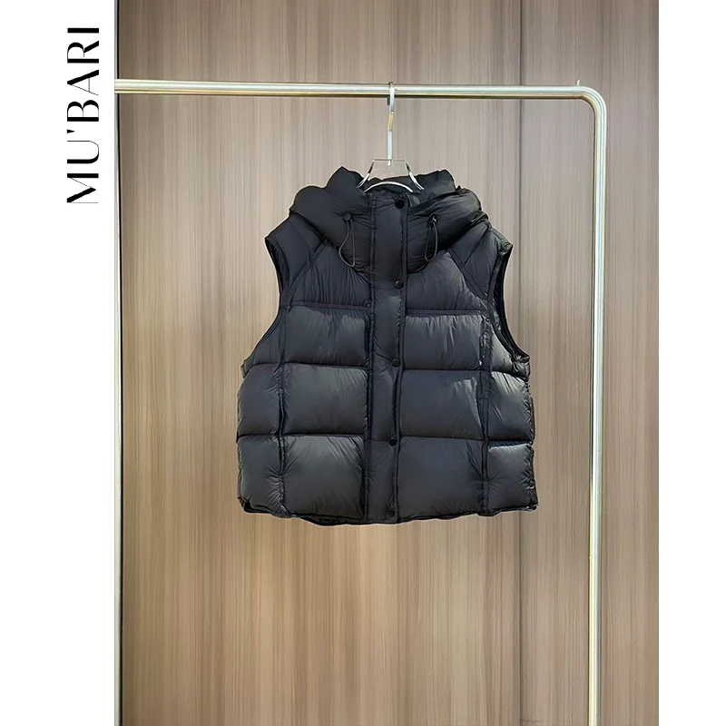 GEGE.连帽羽绒马夹安心绒高级感立领马甲外套