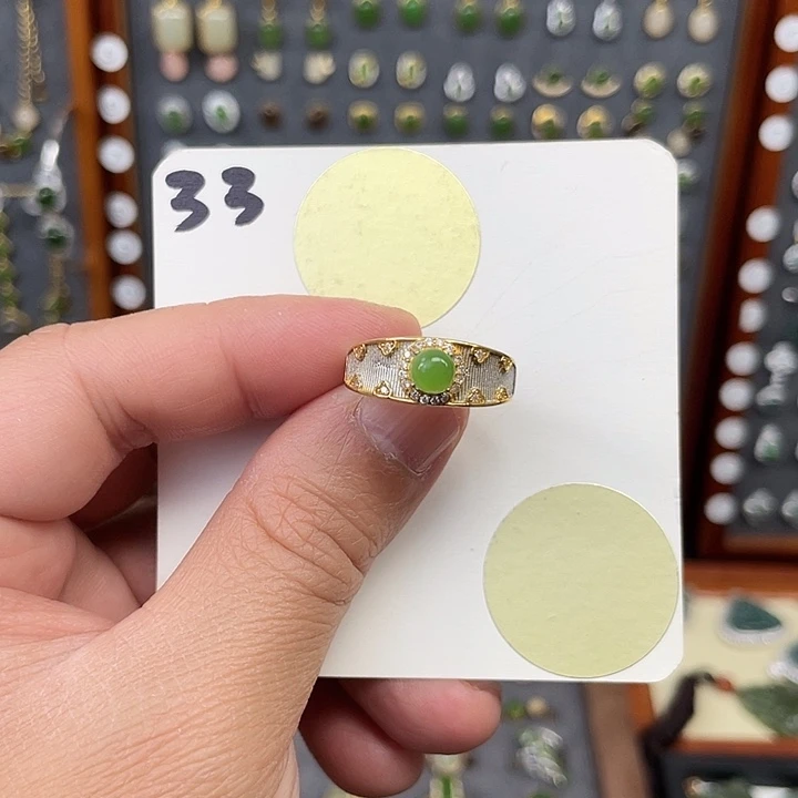 和田玉（碧玉）戒指银S925镶嵌和田玉33