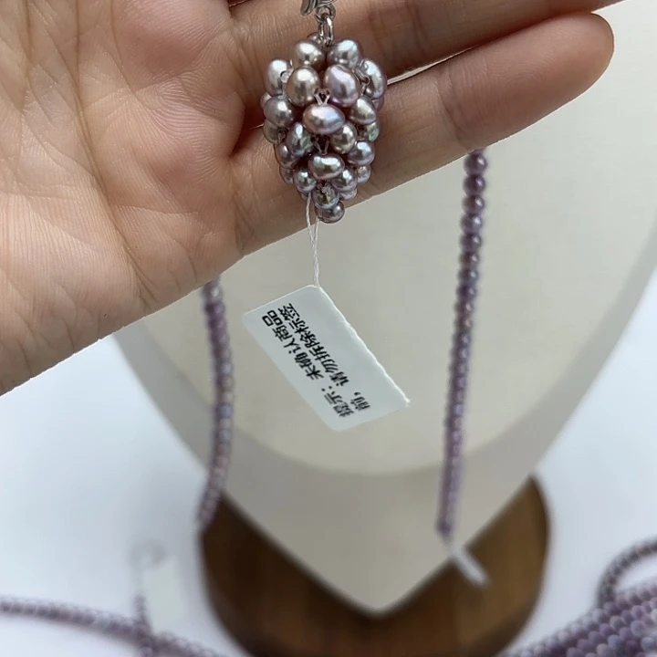 银S925镶嵌葡萄吊坠淡水珍珠