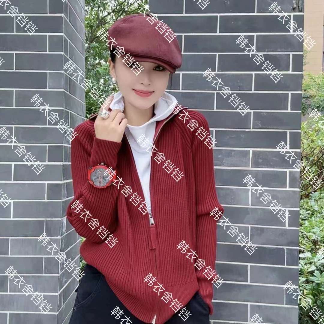 【央旭韩衣舍】软糯亲肤气质显瘦全拉链立领开衫毛衣6008