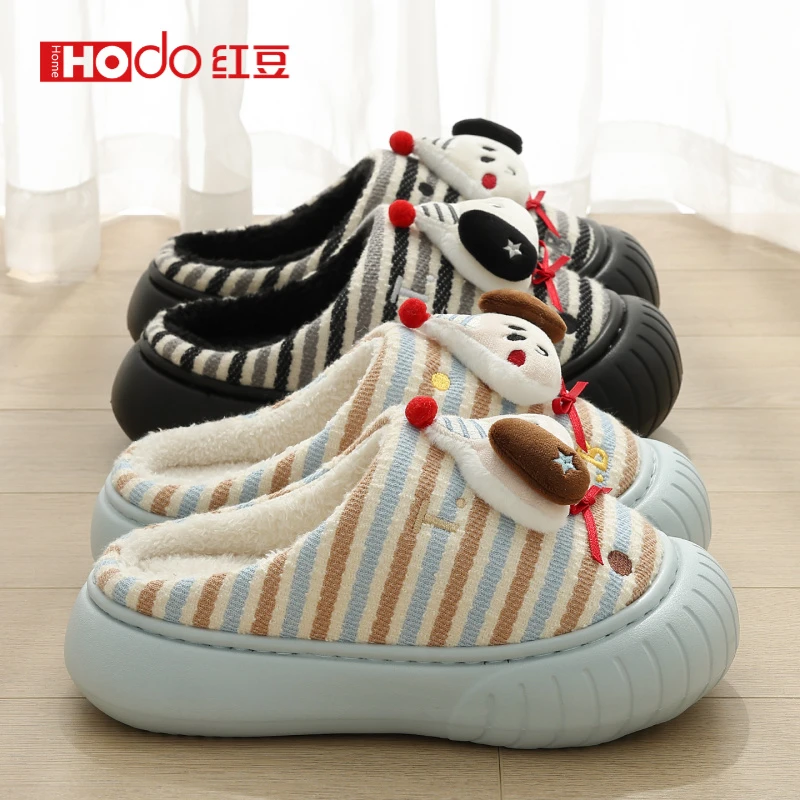 可爱小狗棉拖鞋女冬季2025新款网红时尚卡通厚底防滑家居室内棉拖