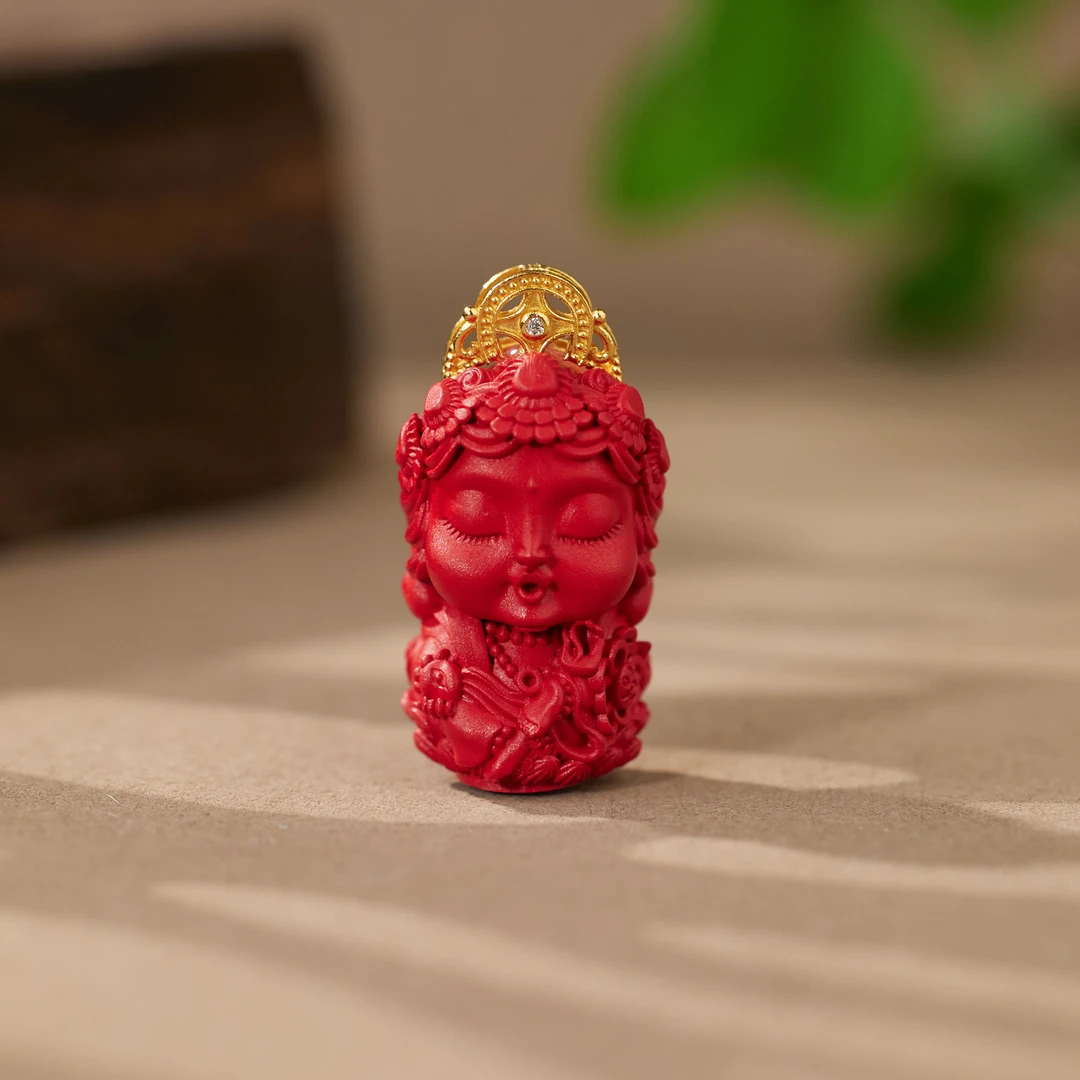 含辰砂工艺品【歪歪】度母*朱砂吊坠*（加加）P9728