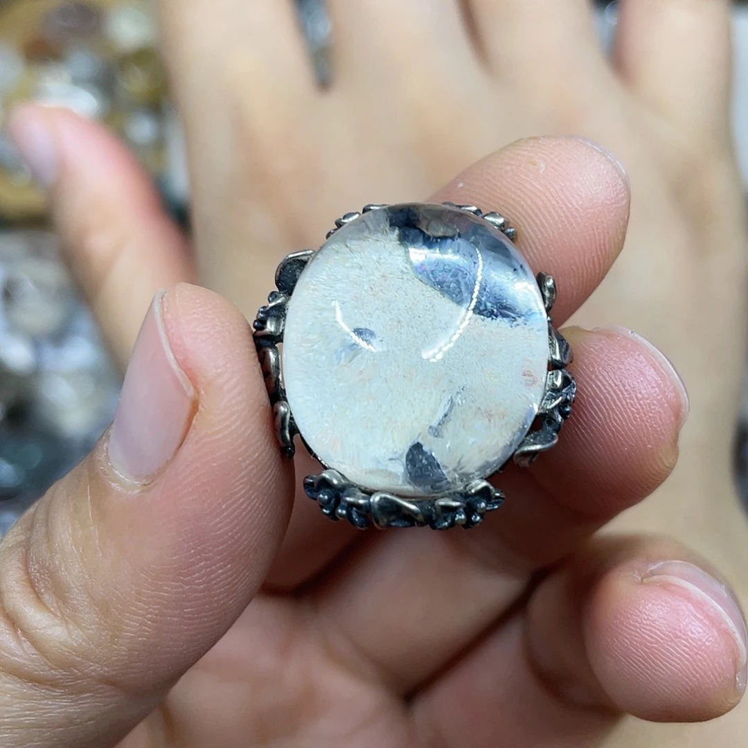 【闪购商品】银S925镶嵌珠宝半成品水晶戒指