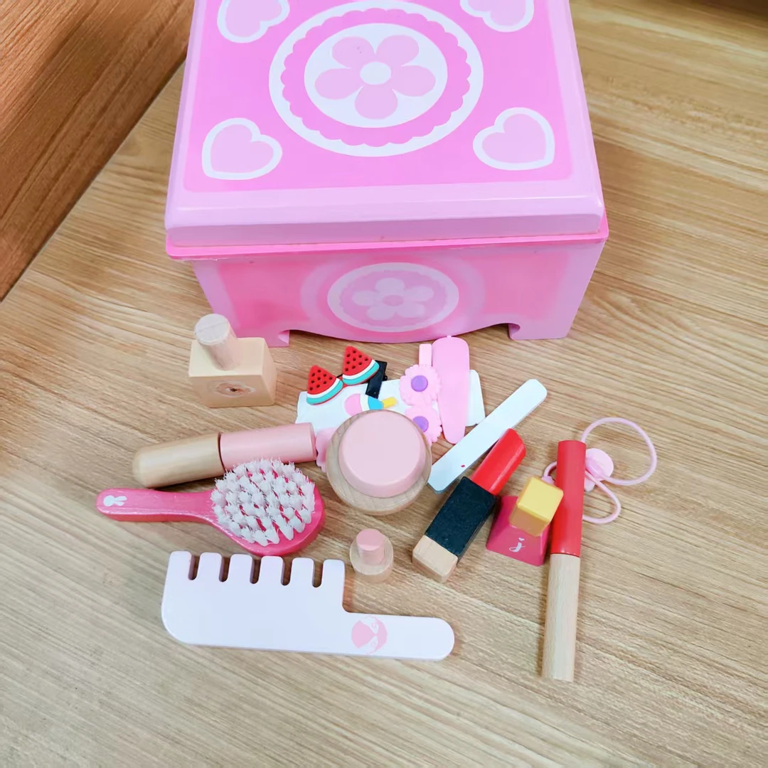 木制化妆盒仿真儿童化妆品过家家玩具（发夹皮筋有个别款式随机