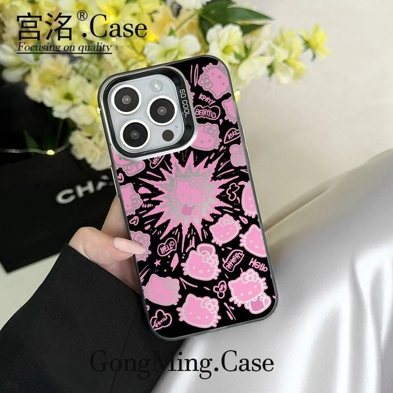 爆炸登场KT粉黑彩银壳适用于iPhone苹果16手机壳华为oppo小米手机