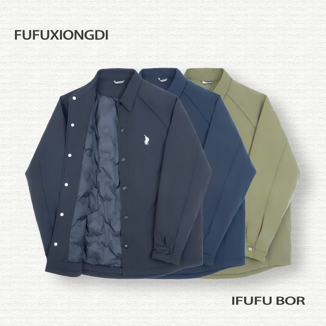 【90白鸭绒】羽绒服冬季衬衫版型男士气质百搭保暖锁温刺绣外套宽松