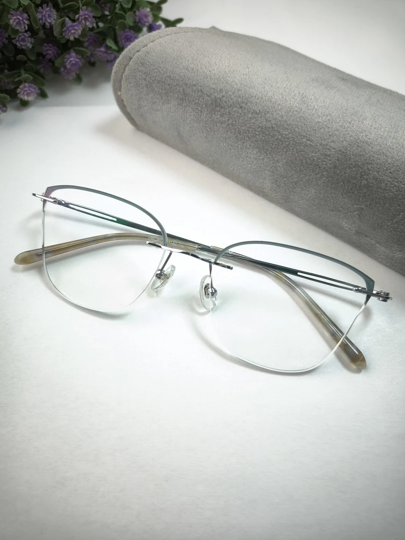 V507防蓝光高级时尚显脸小护目镜片无框近视眼镜配度数商务半框男