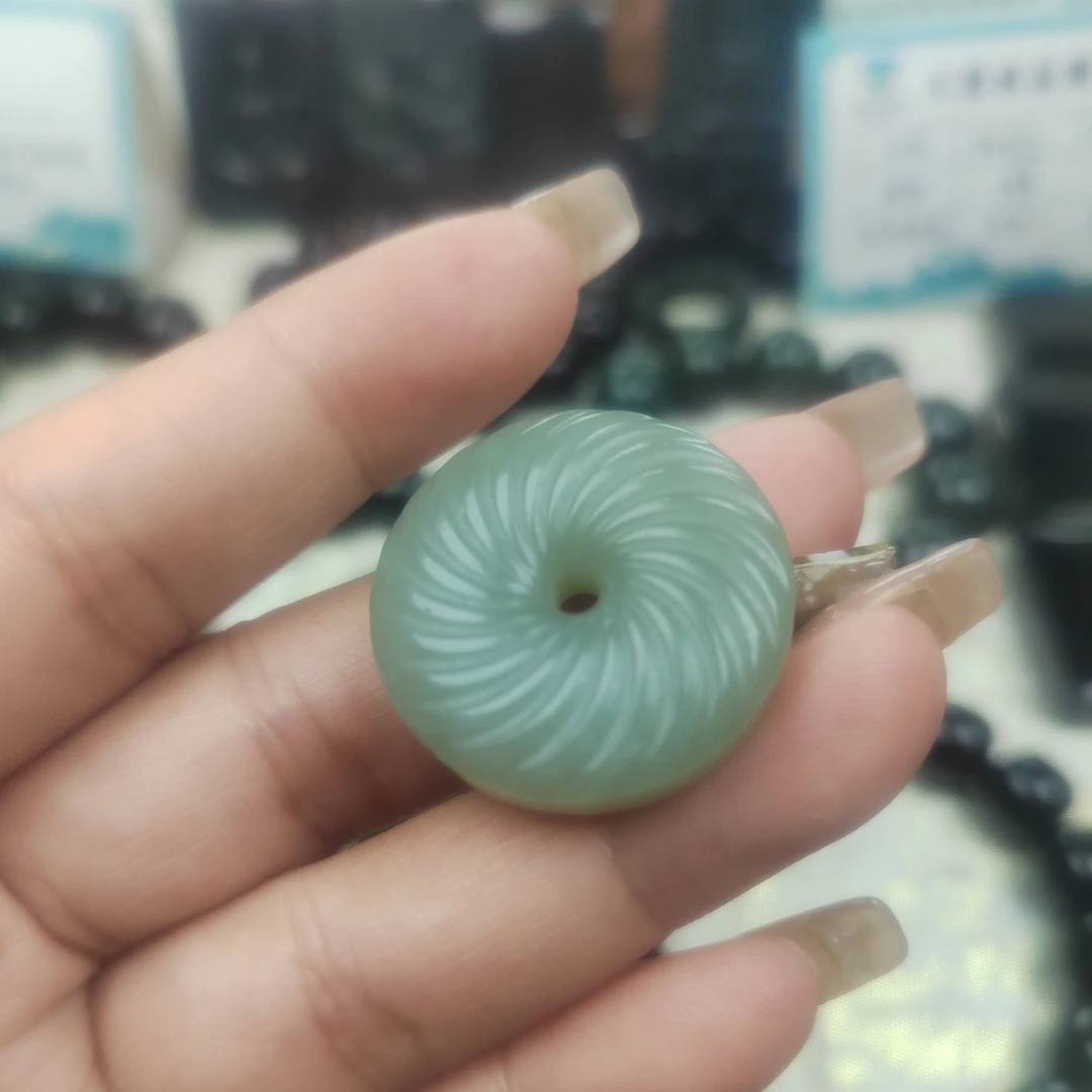 和田玉晴水平安扣时来运转时尚挂件