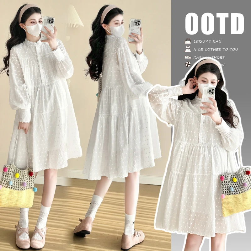 【小只】时尚孕妇装2025春季法式浪漫绣花宽松百搭娃娃裙孕妇裙