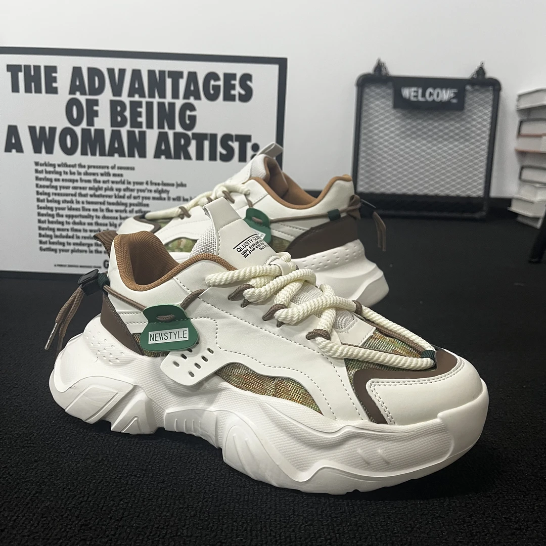 男鞋秋季2025新款透气百搭厚底增高时尚休闲鞋男士防臭高档老爹鞋