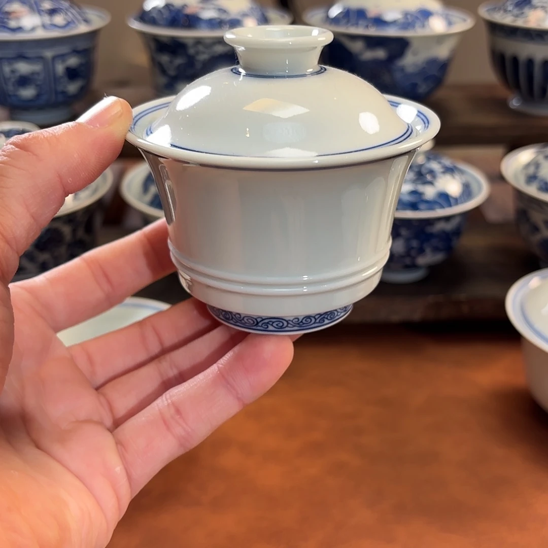 景德镇纯手工手绘小马蹄盖碗100