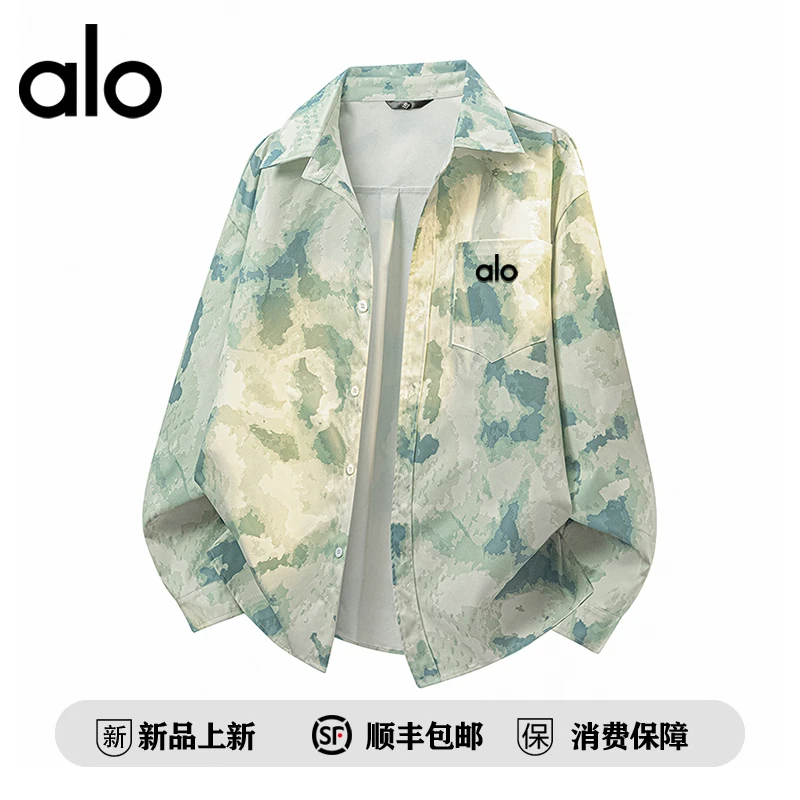【官方奥特莱斯】品牌折扣 斜纹印花肌理感衬衫外套扎染秋季慵懒风