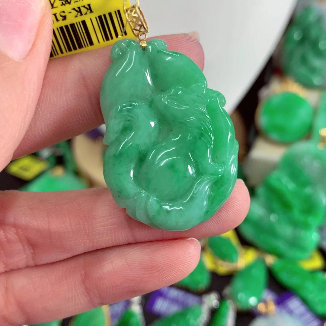翡翠18K金镶嵌吊坠(不含链)