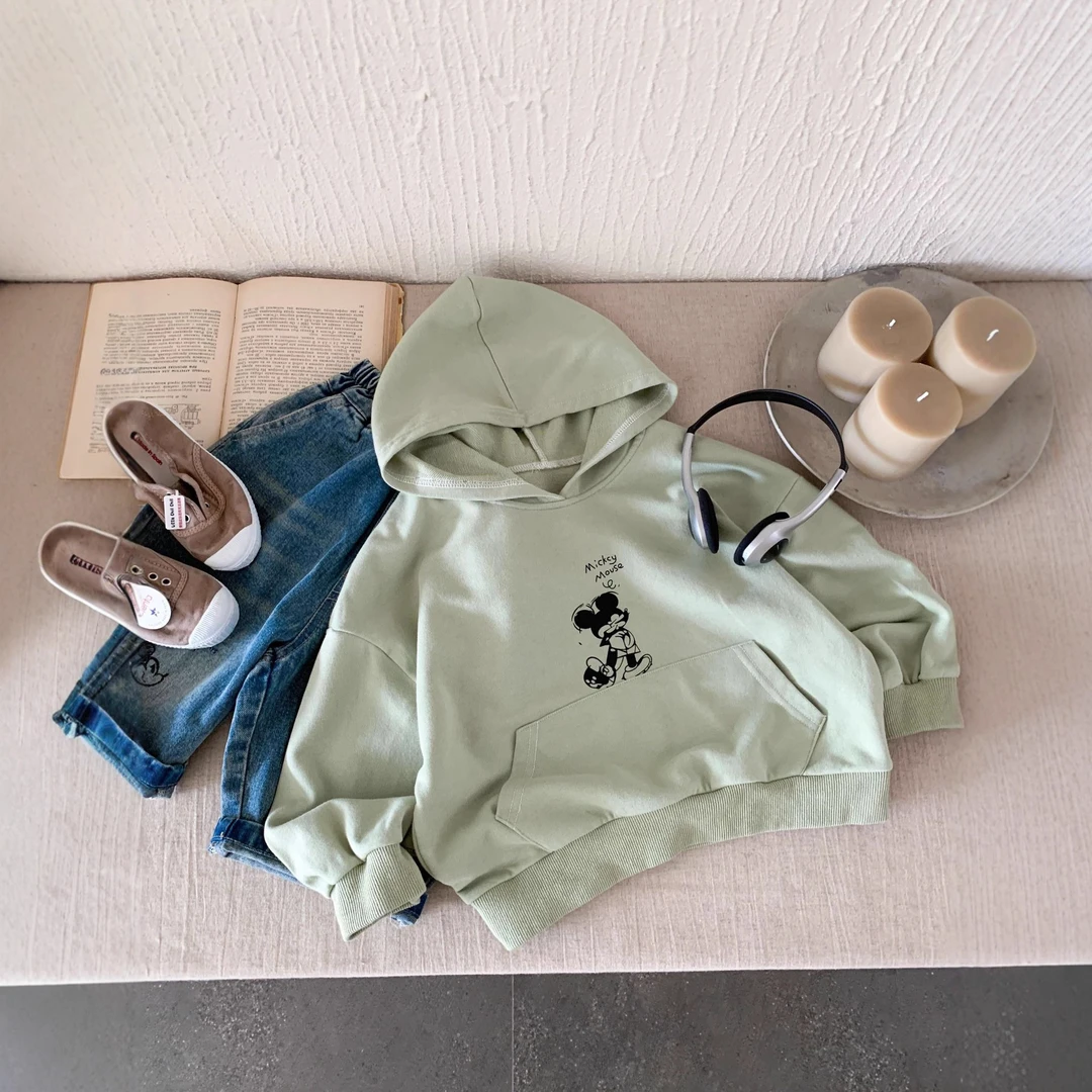 秋季新款儿童韩版连帽卡通印花卫衣男宝宝休闲套头衫