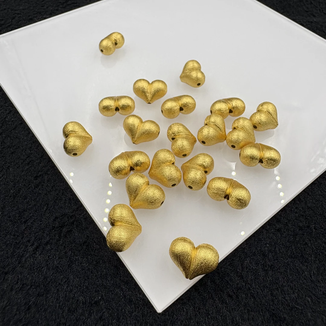 925银珐琅银制品 「戴琴珠宝」DQ1255-14.5mm左右磨砂银屁桃心配件