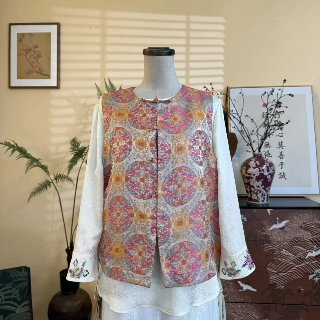 知羽.香云【锦华】早春国风桑蚕丝宋锦新中式马甲ZY85116