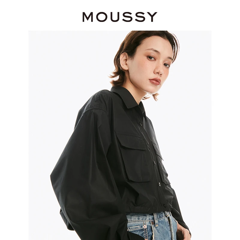 MOUSSY 2024秋季抽绳短款衬衫女02SA30-0761