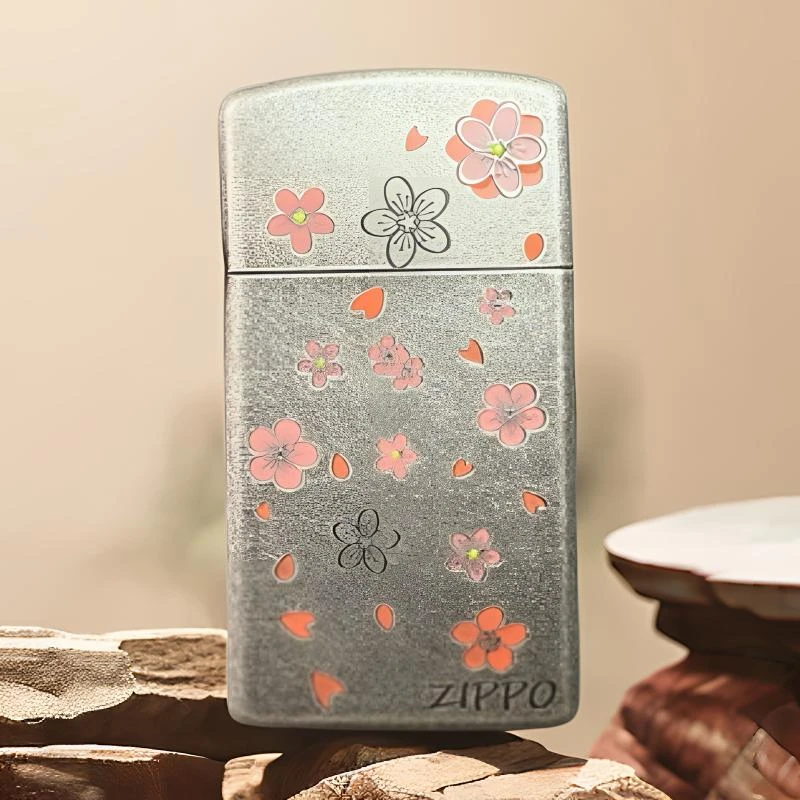 【老李推荐】zippo打火机桃花庵纤巧窄机古银DYJ1