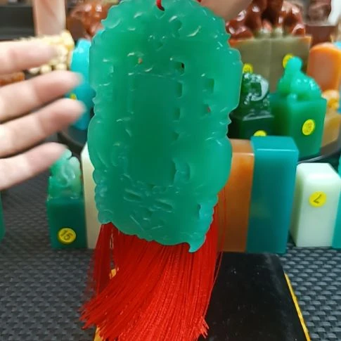 寿山石印石车挂件