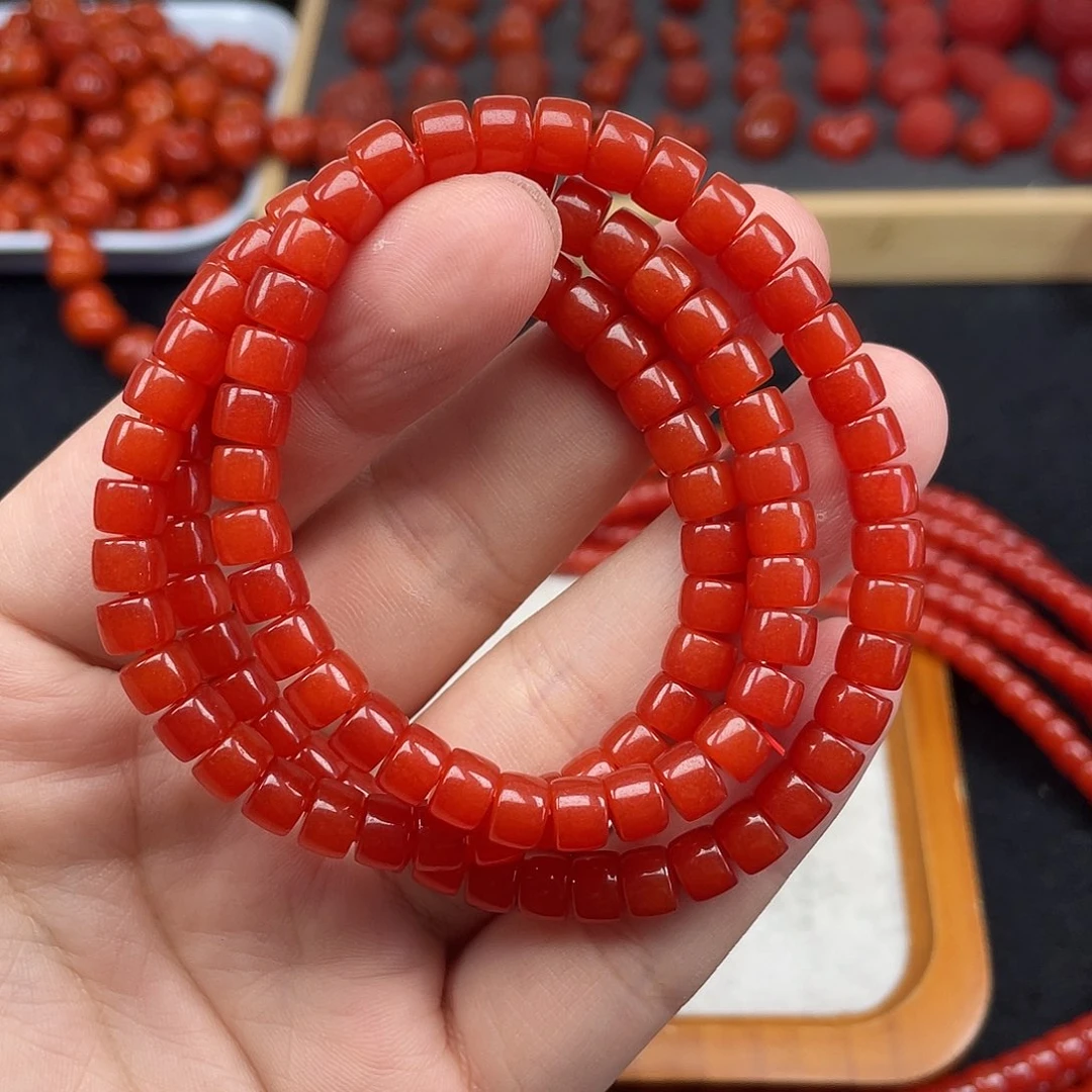 南红玛瑙4号保山锦红卡6.8直切108未镶嵌