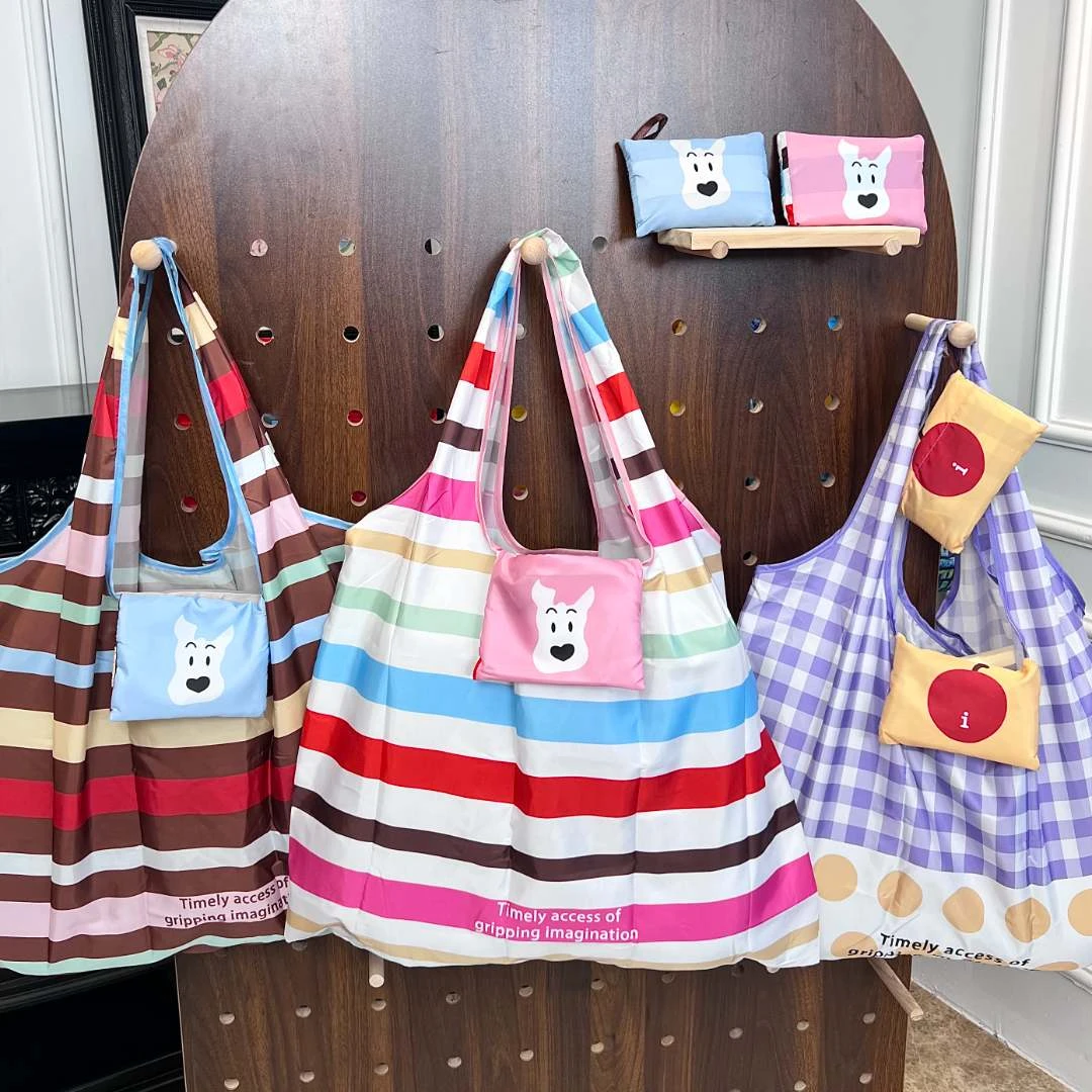 TG哈哈.爆米花可折叠托特大容量收缩包收纳旅行购物袋单肩包