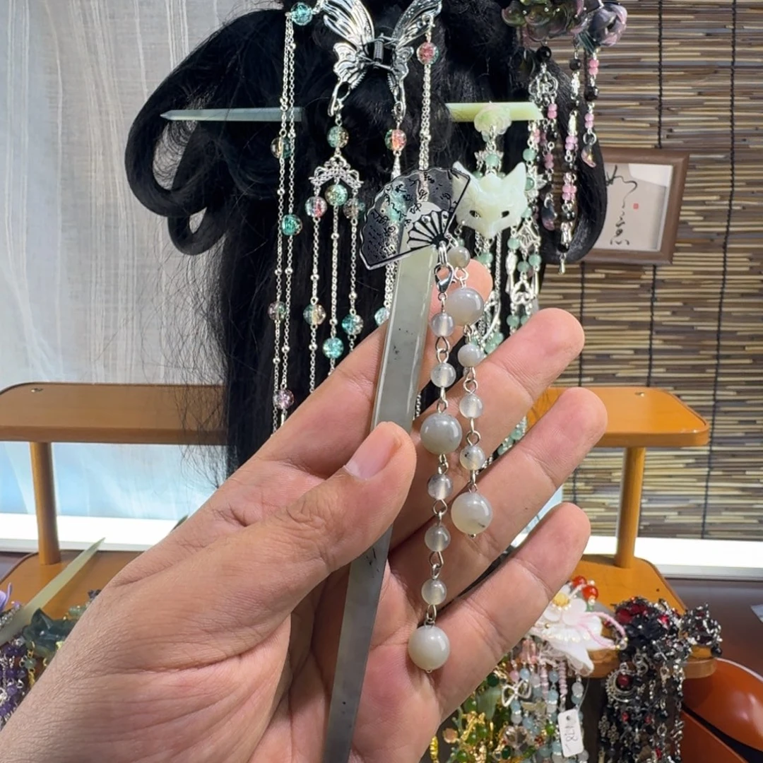 蛇纹石玉合金发饰