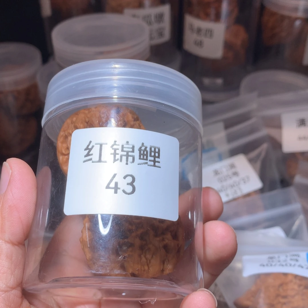 吊坠文玩核桃43红锦鲤