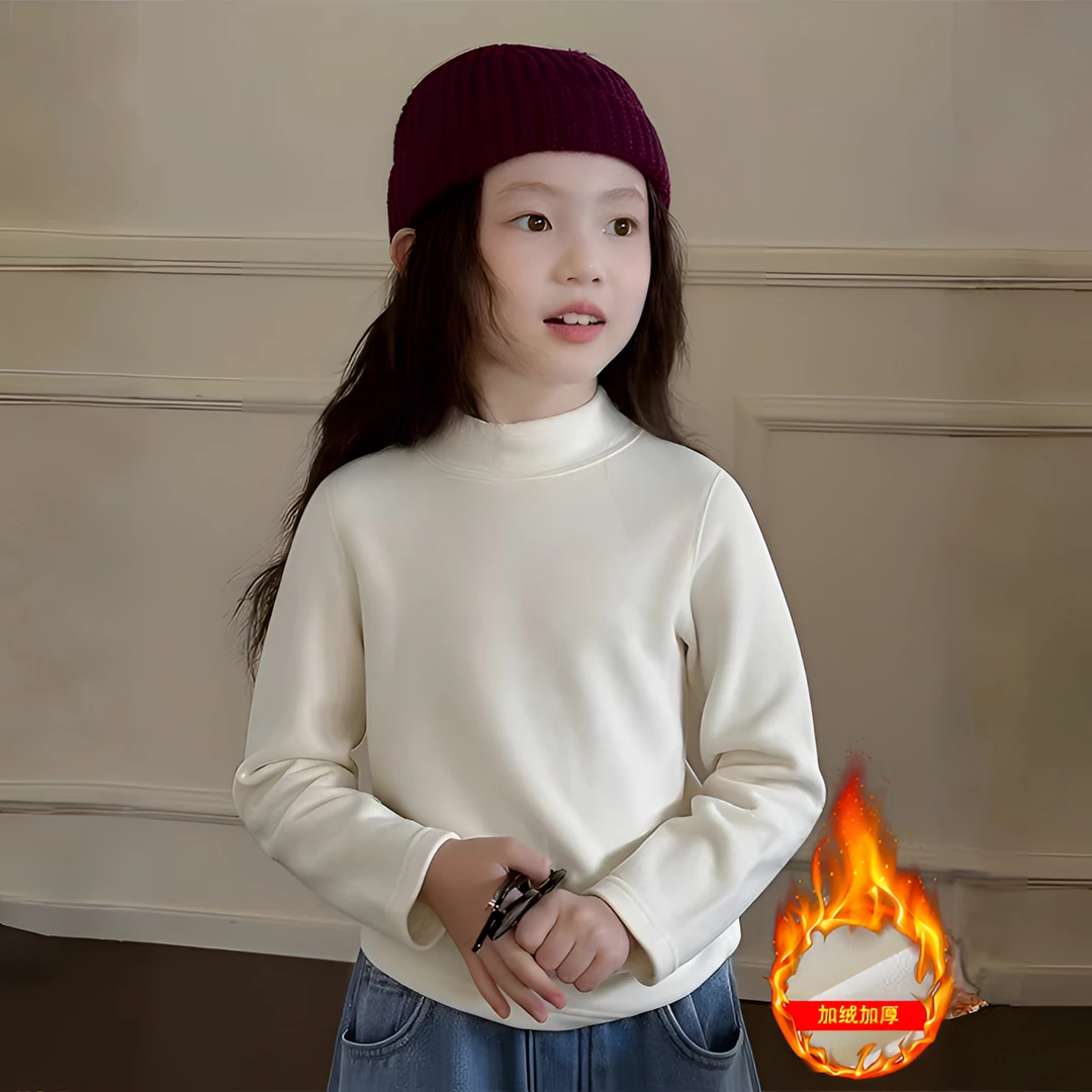 儿童衣服德绒内搭加绒加厚打底衫秋冬长袖T恤女童童装女宝宝上衣