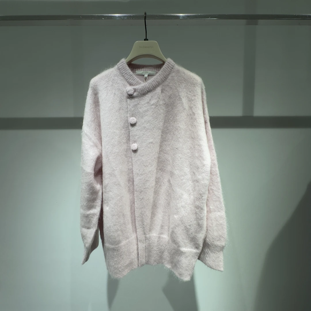 宽松型休闲薄款加厚纯色秋冬圆领冬季女装毛针织衫