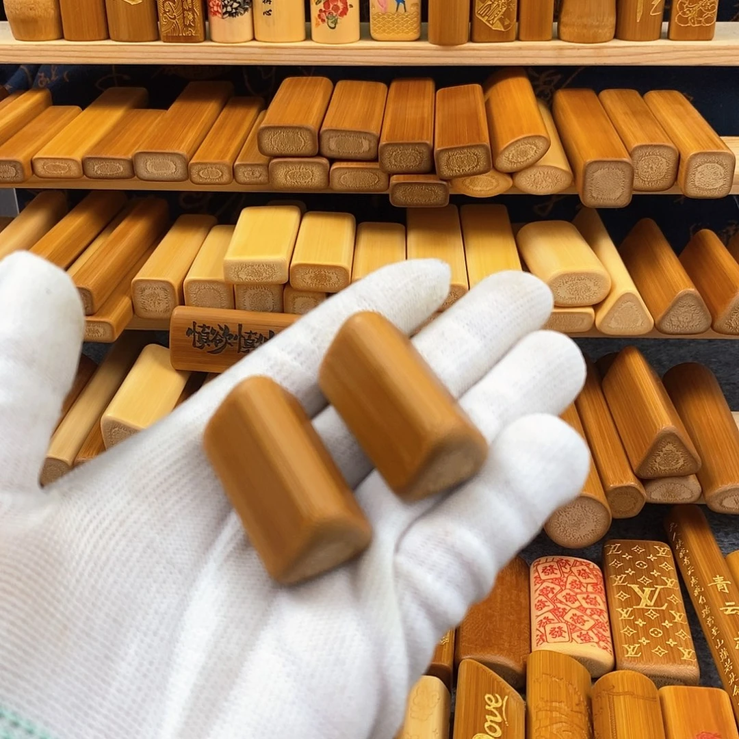 竹实心竹三角墩墩一对