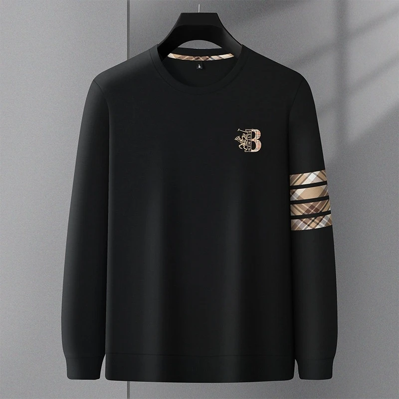 因纳巴敦春秋季新款男士长袖t恤圆领纯棉卫衣男时尚刺绣上衣