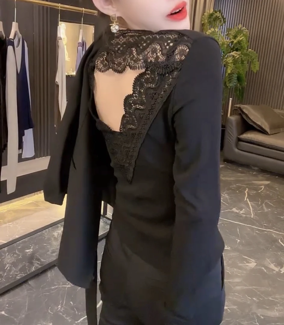 性感百搭蕾丝美背长袖打底衫【好物推荐】