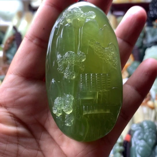 未镶嵌蛇纹石玉岫玉手把件