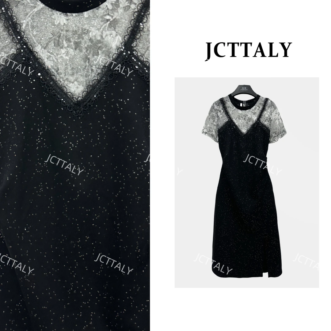 【Linda】【52】拼接满天星韩版女装轻奢修身短袖连衣裙NH-A198