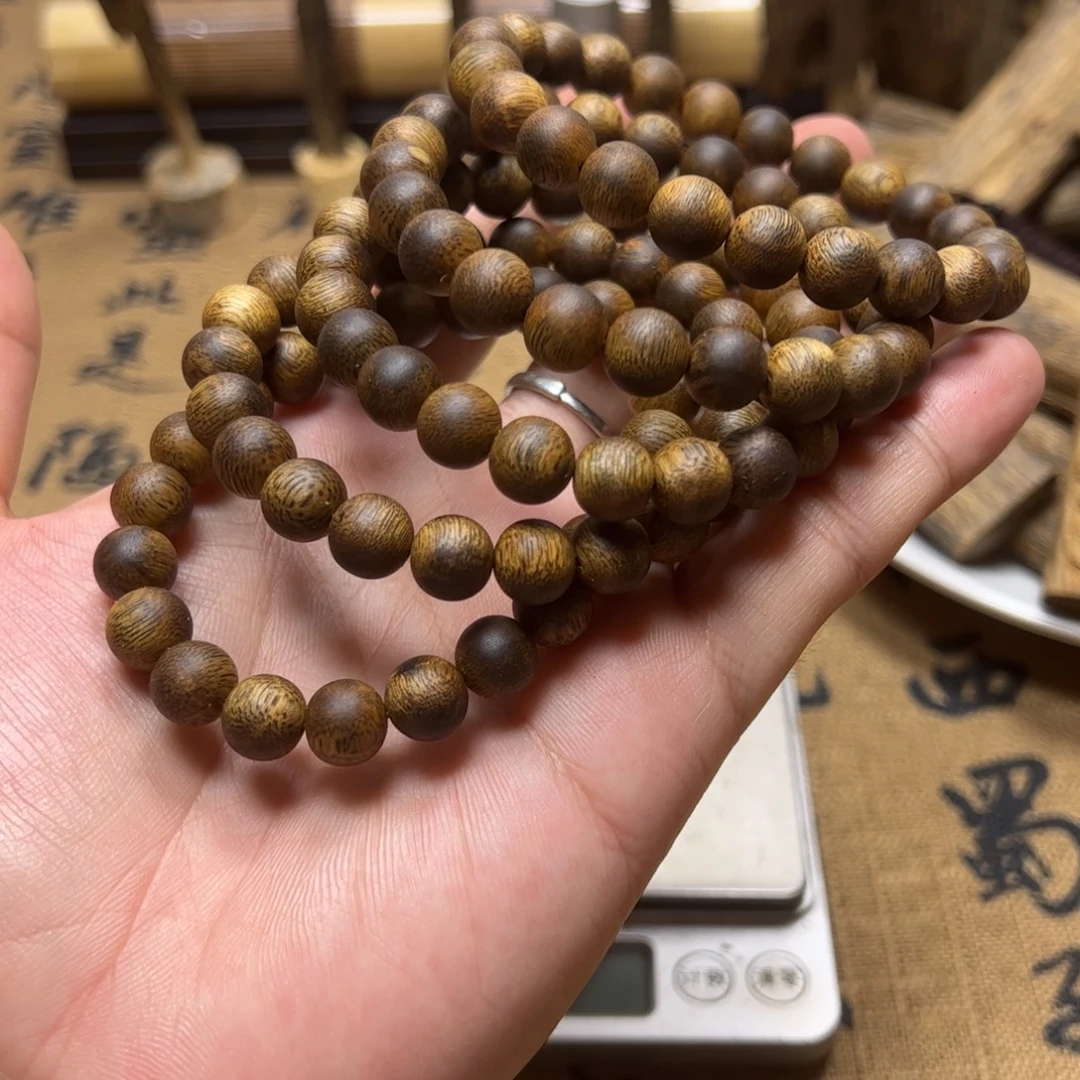 沉香碎屑沉香卡九圆珠单圈