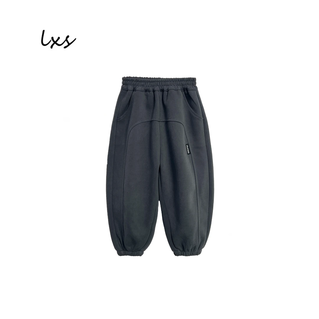 童装灰二男童休闲裤儿童秋季韩版宽松时尚百搭加厚休闲卫裤FK9015