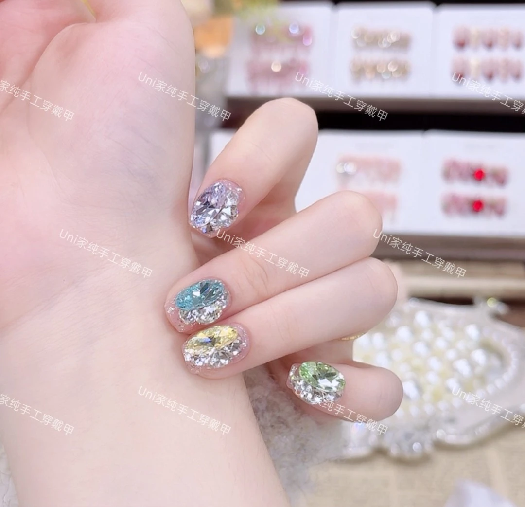 【彩虹糖】纯手工穿戴甲可拆卸十片装高级显白美甲