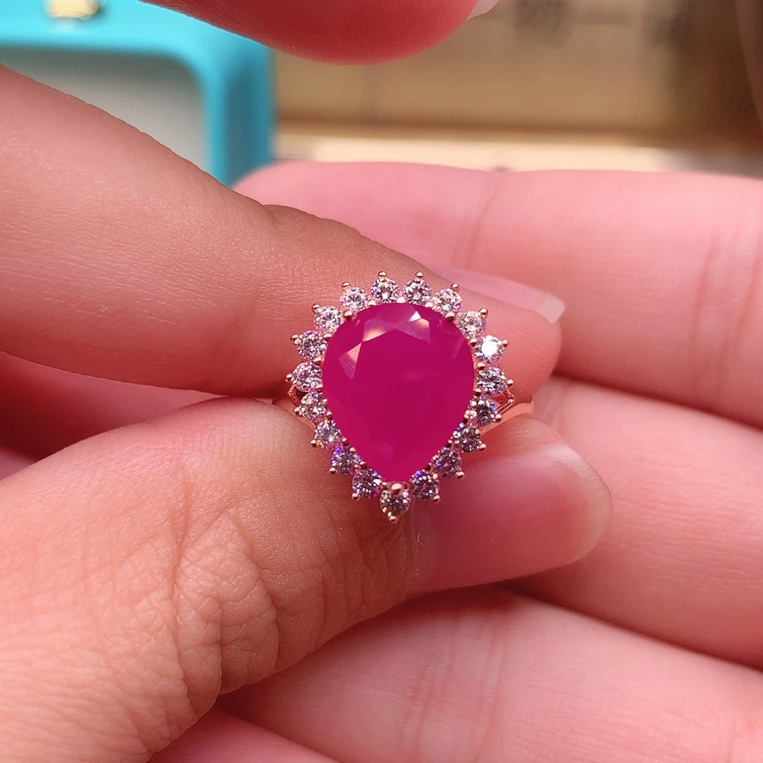 红宝石戒指银S925镶嵌